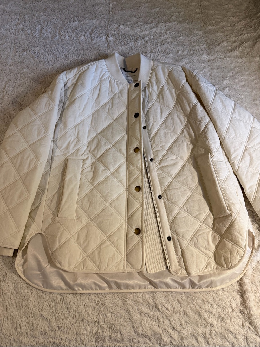 Banana Republic Cream Quilted Snap-Front Jacket